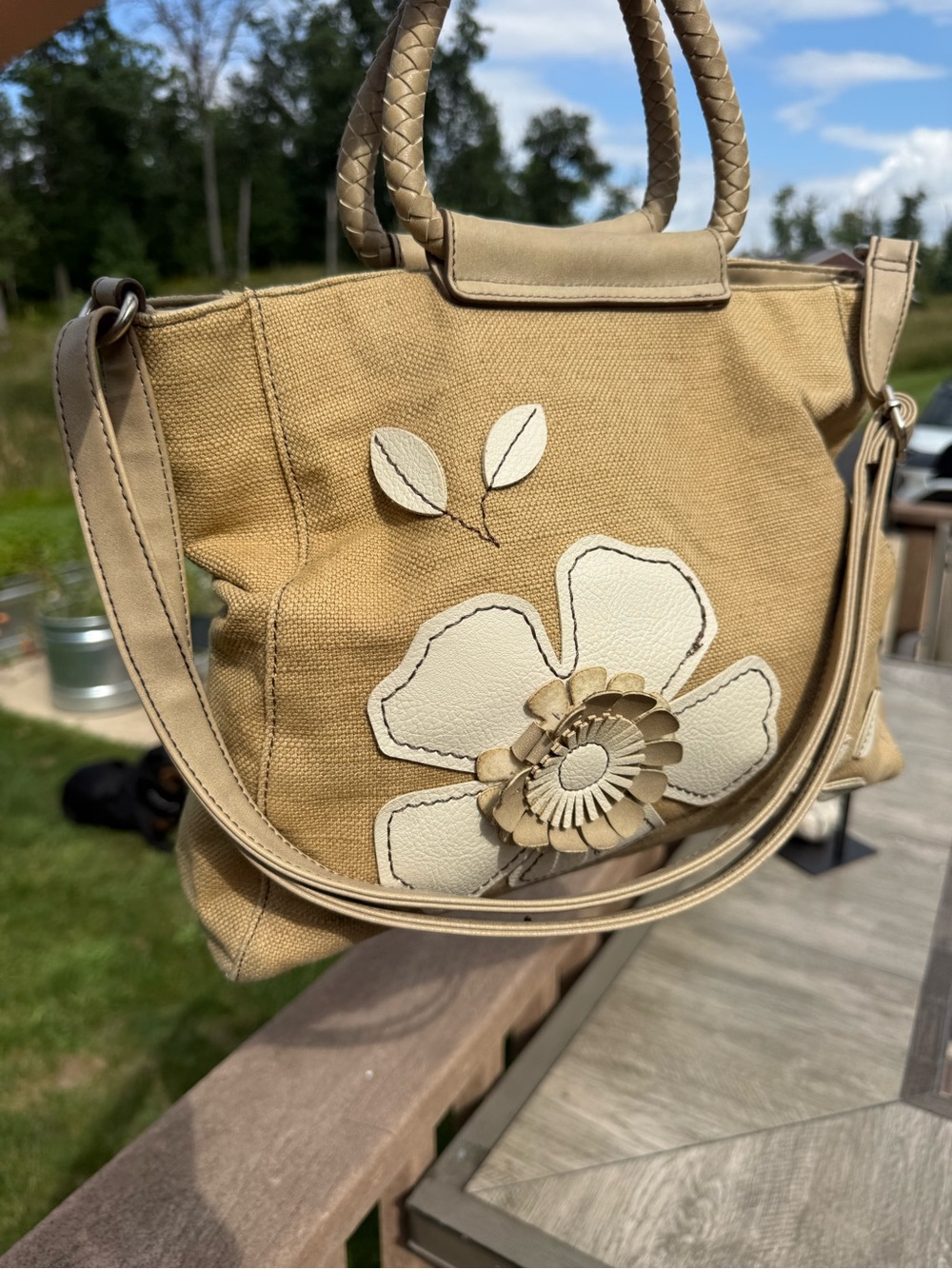 EUC Vintage Relic Caraway Canvas Floral Applique Tote Bag - Picture 3 of 14